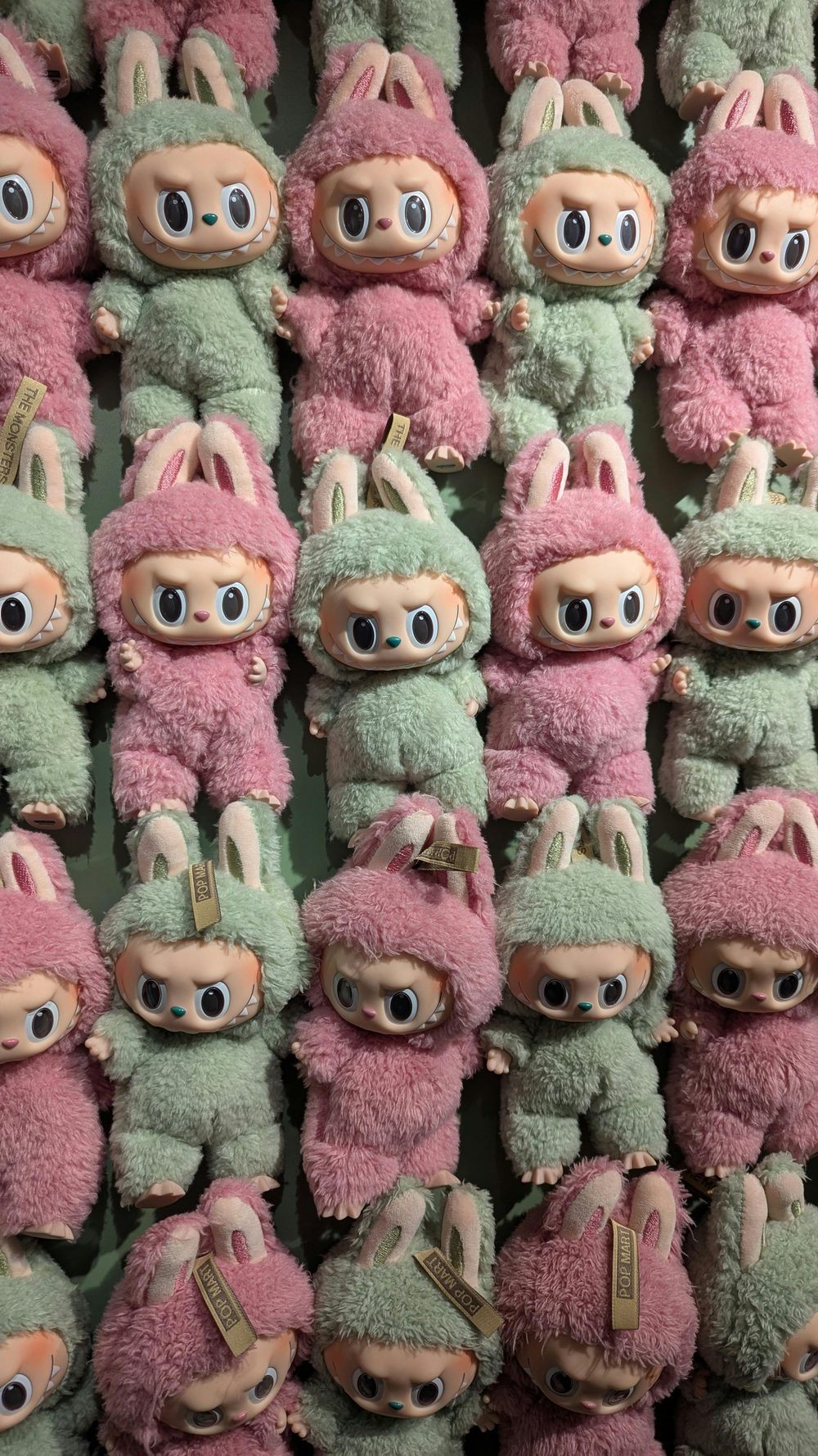 Rows of identical collectible plush toys