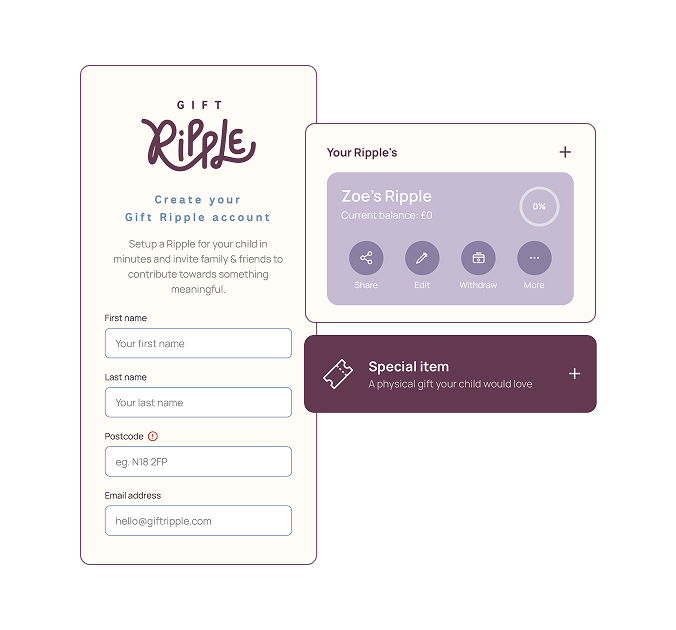 Create a profile & setup your Gift Ripple